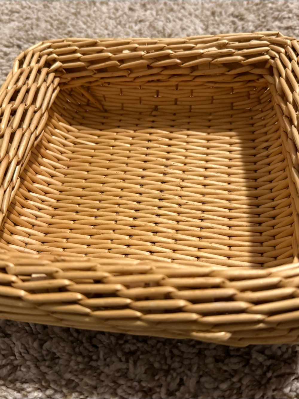 Woven Rattan Square Storage Basket - Natural